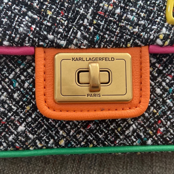 Karl Lagerfeld Agyness Boucle Shoulder Bag Medium New With Tags - Picture 2 of 10